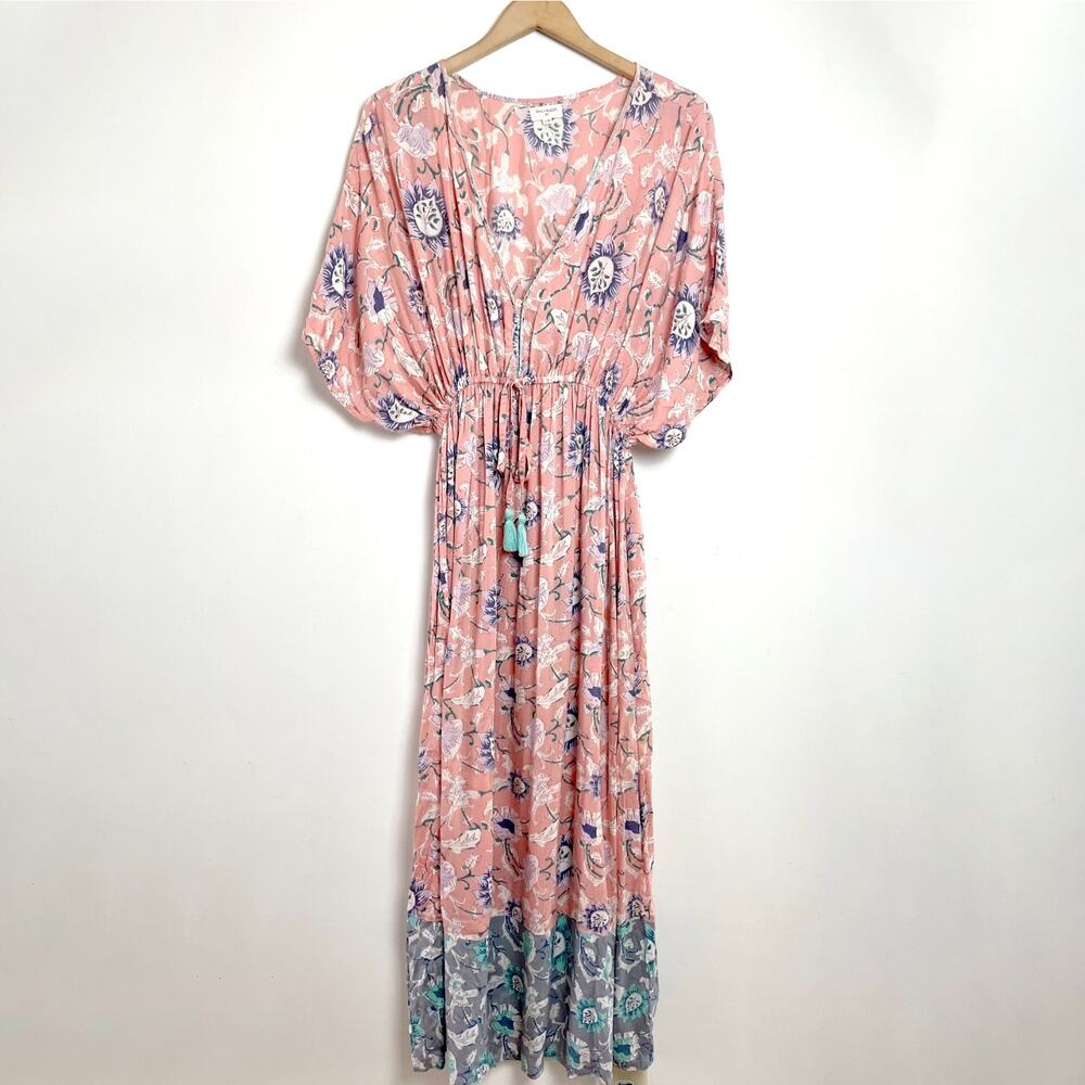 Floral‎ Boho Maxi Dress Sz S/M Pink Vacation Festival Resortwear Beach Summer